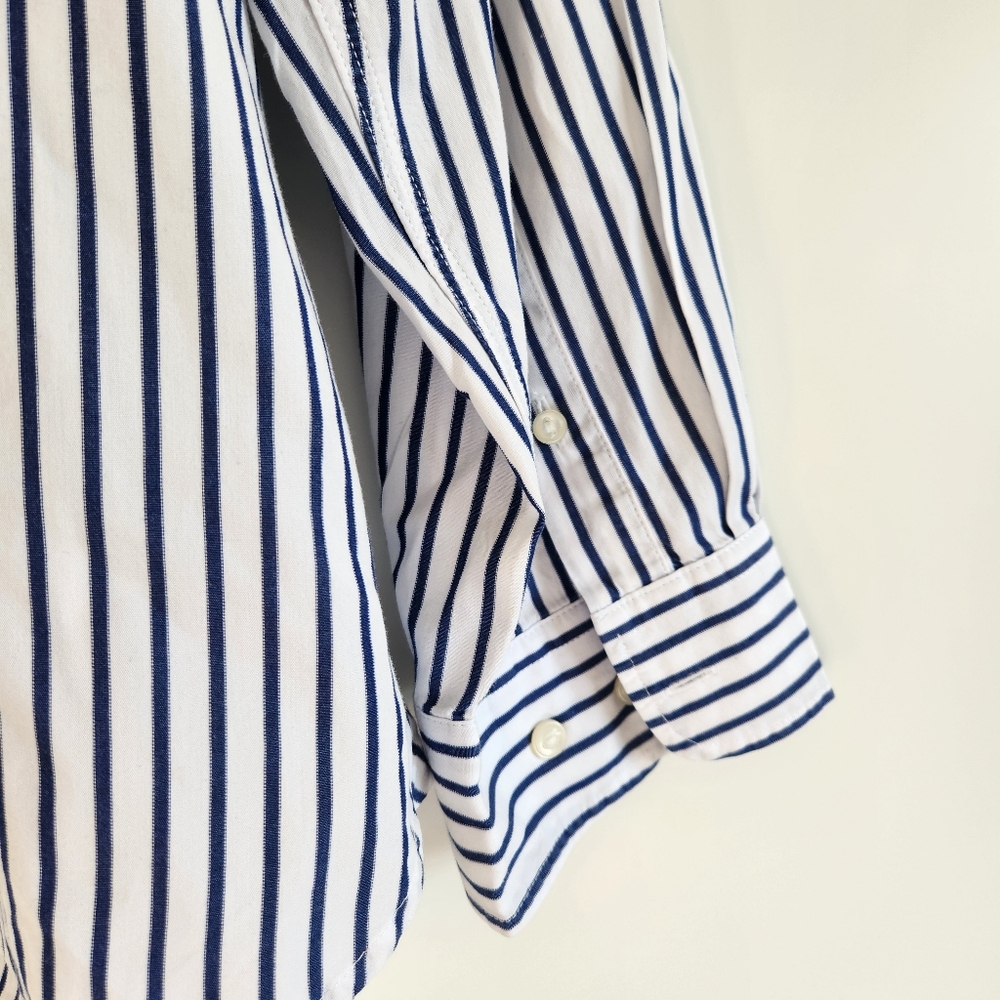 Lauren Ralph Lauren Blue White Striped Button Down Shirt Womens 3X Cotton - Picture 12 of 12